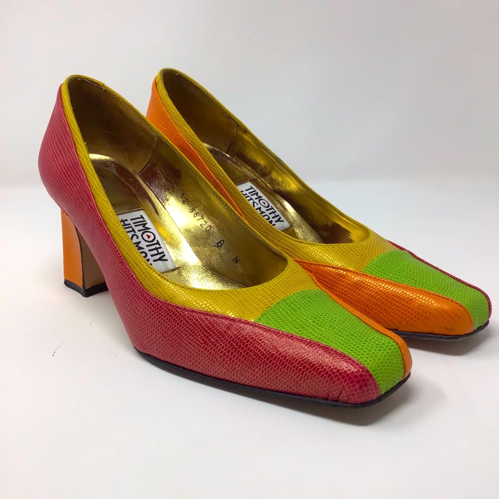 Vintage Color Blocked Neon Pumps